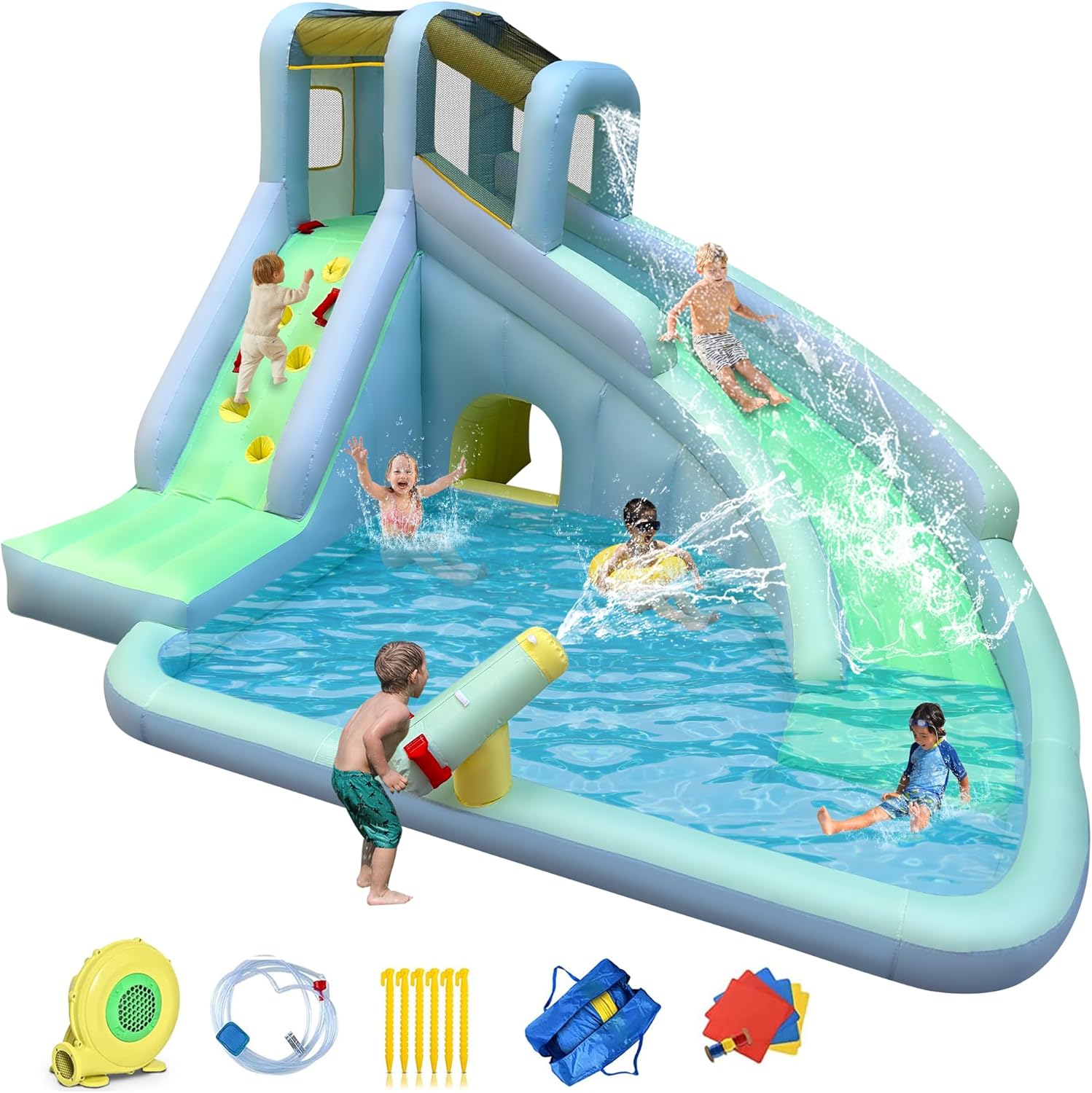 Kids Outdoor House - منزلق مائي قابل للنفخ للأطفال 6