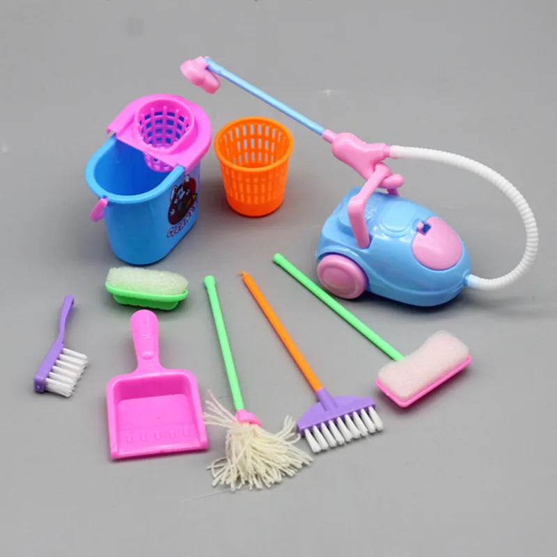 Kids Outdoor Broom - 9 قطعة لوازم تنظيف بيت الدمية
