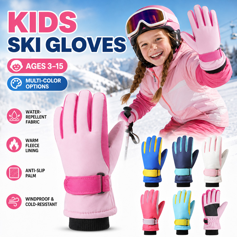 Kids Outdoor Gloves - قفازات تزلج شتوية للأطفال مقاومة للماء