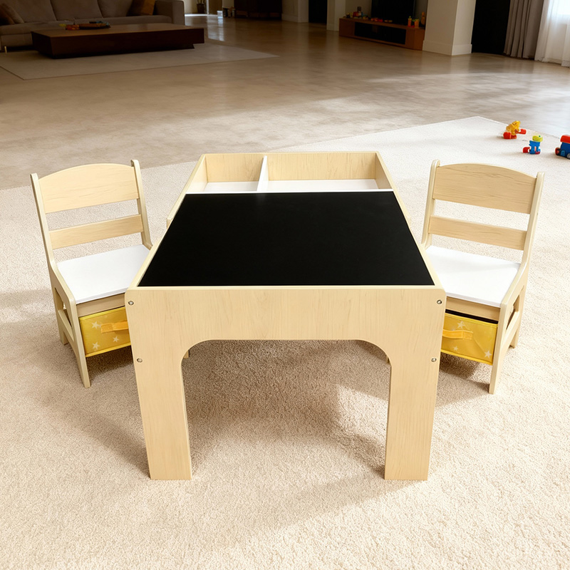 Kids Outdoor Table And Chair Set - طاولة وكراسي خشبية عصرية للأطفال مع