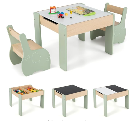 Kids Outdoor Table And Chair Set - طاولة وكرسي خشبي حديث للأطفال مع
