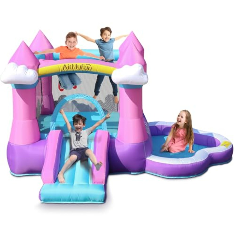 Kids Outdoor House - بيت قفز قابل للنفخ باللون الوردي