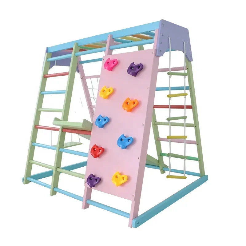 Kids Outdoor Gym Equipment - مجموعة ألعاب تسلق خشبية للأطفال للاستخدام