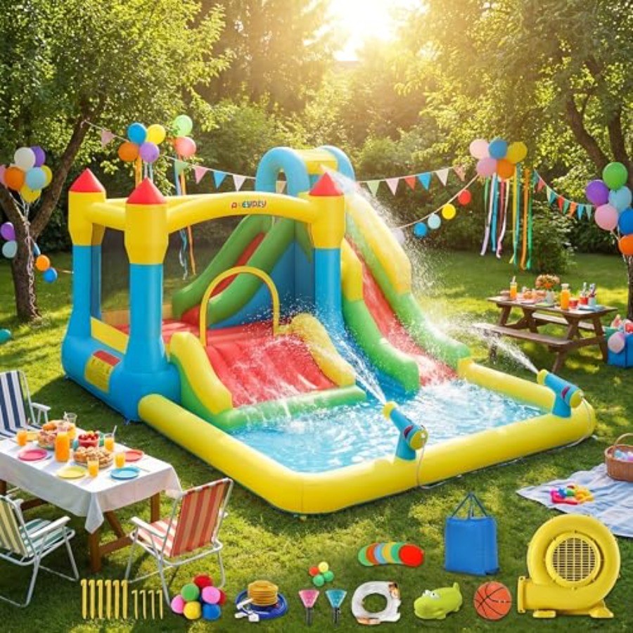 منزلق مائي قابل للنفخ للأطفال  - مراجعة Kids Outdoor House وسعره