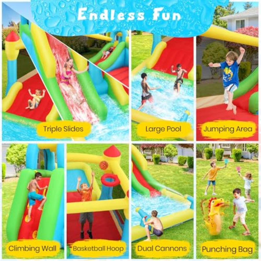 منزلق مائي قابل للنفخ للأطفال  - مراجعة Kids Outdoor House وسعره