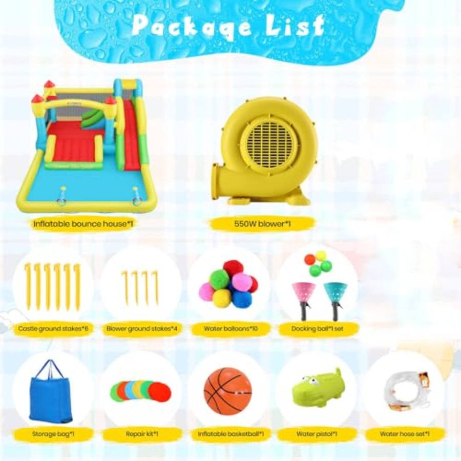 منزلق مائي قابل للنفخ للأطفال  - مراجعة Kids Outdoor House وسعره