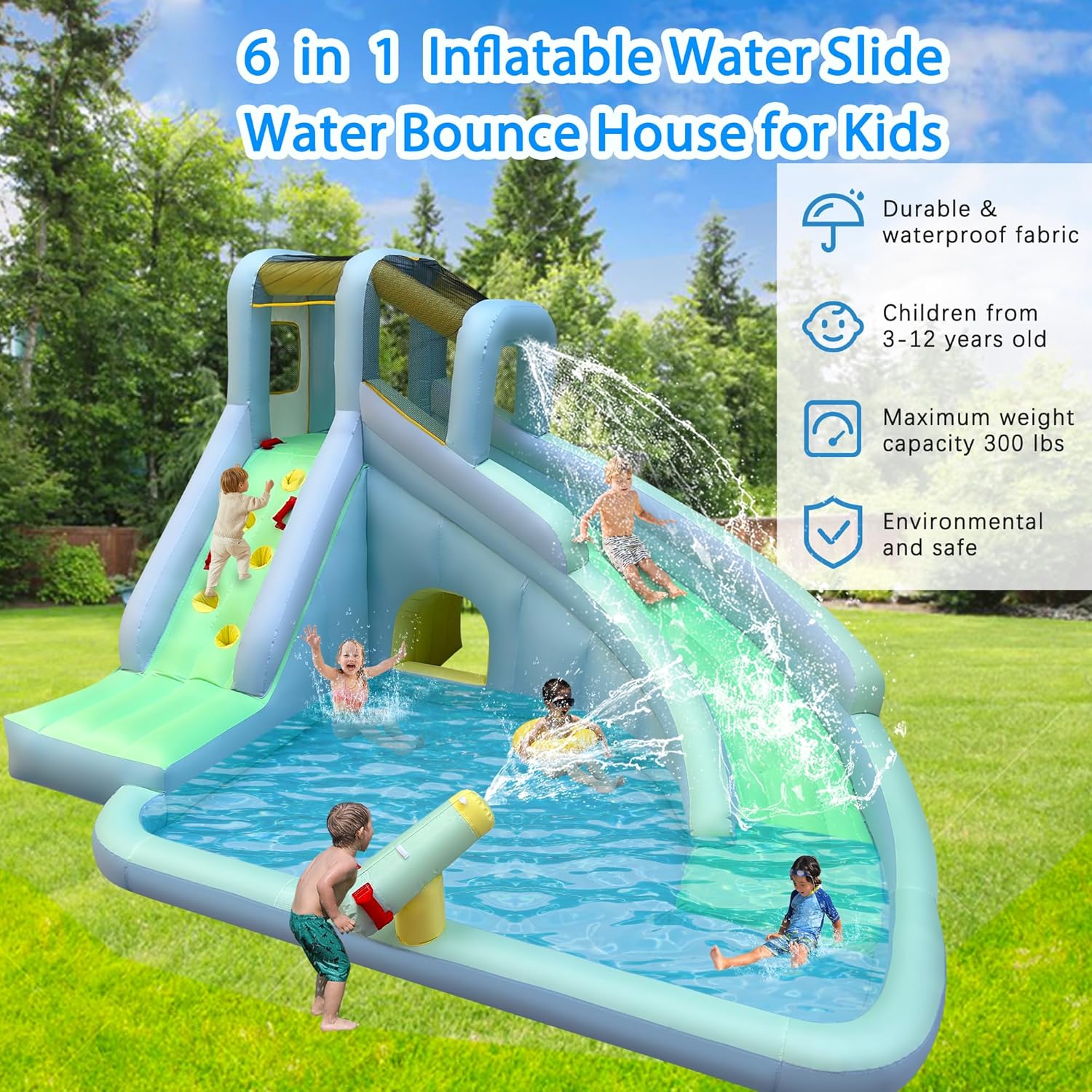 منزلق مائي قابل للنفخ للأطفال  - مراجعة Kids Outdoor House وسعره