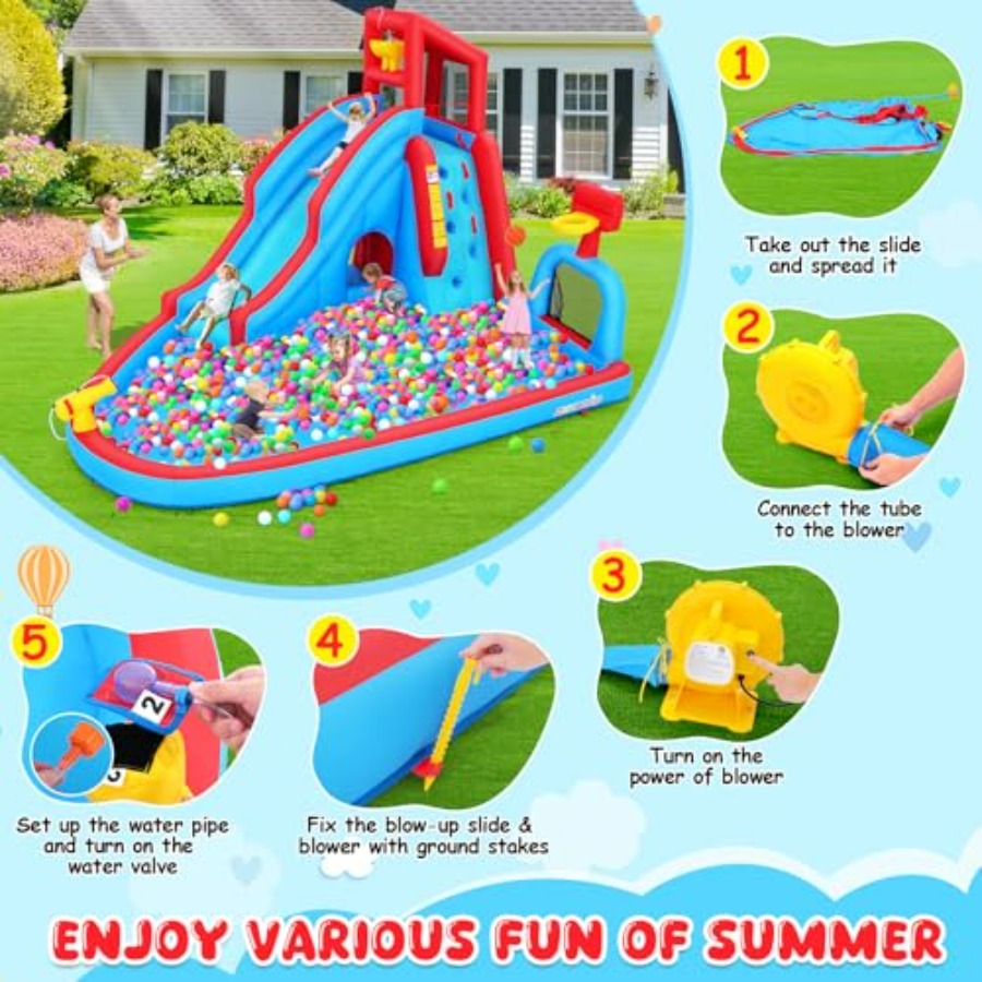 منزلق مائي خارجي قابل للنفخ لل - مراجعة Kids Outdoor House وسعره