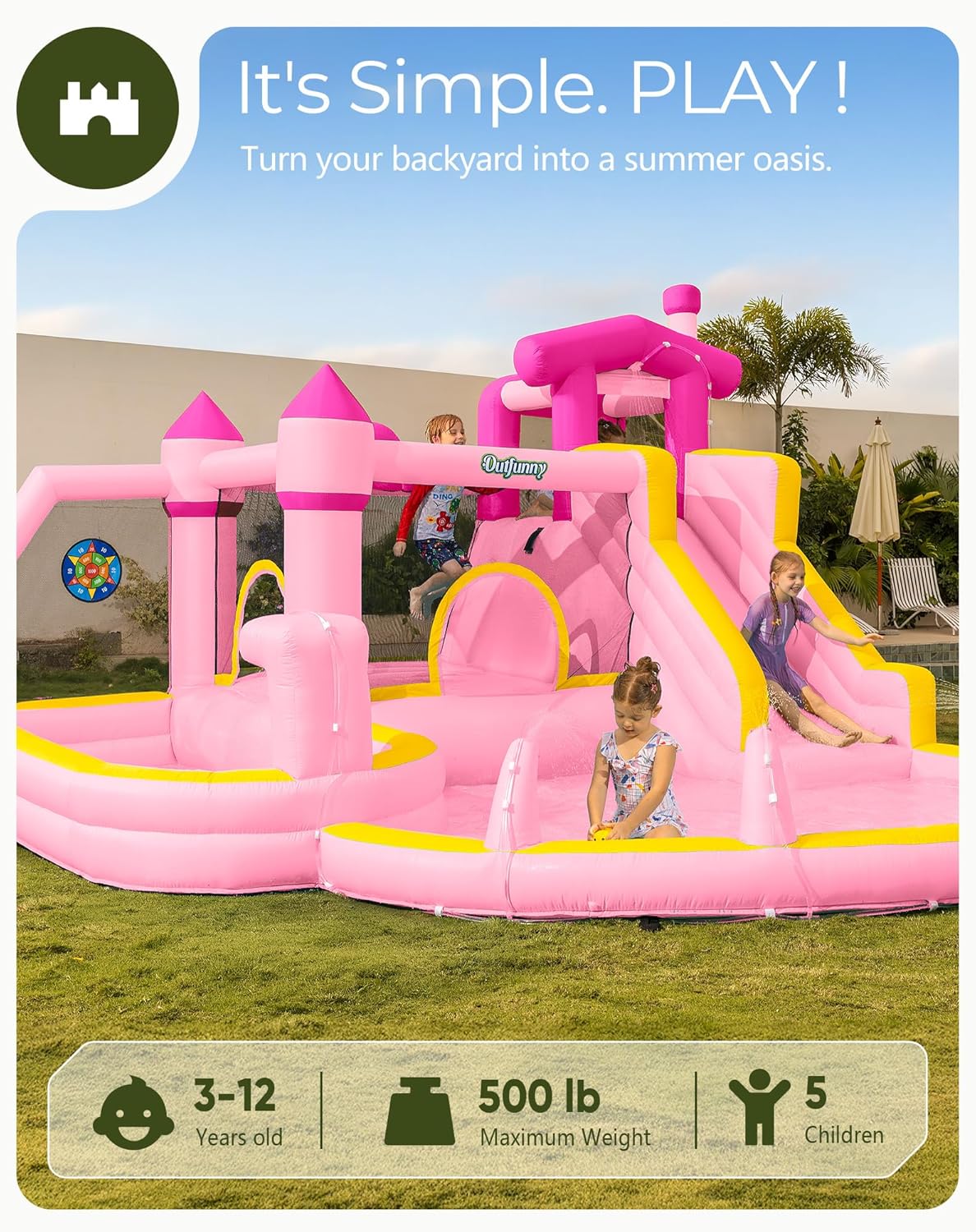 زحليقة مائية قابلة للنفخ باللو - مراجعة Kids Outdoor House وسعره