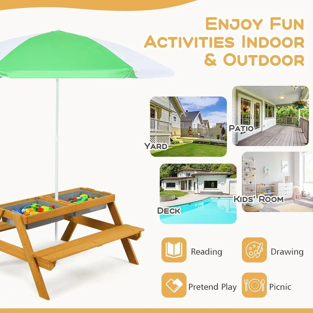 طاولة نزهة للأطفال 3 في 1 قابل - مراجعة Kids Outdoor Activity Table وسعره