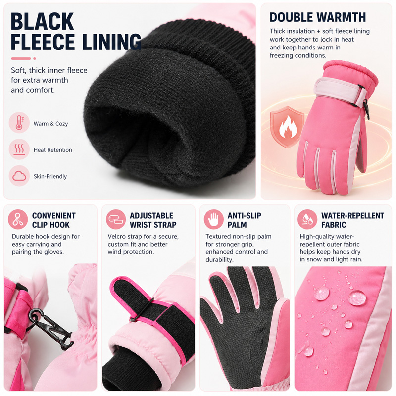 قفازات تزلج شتوية للأطفال مقاو - مراجعة Kids Outdoor Gloves وسعره