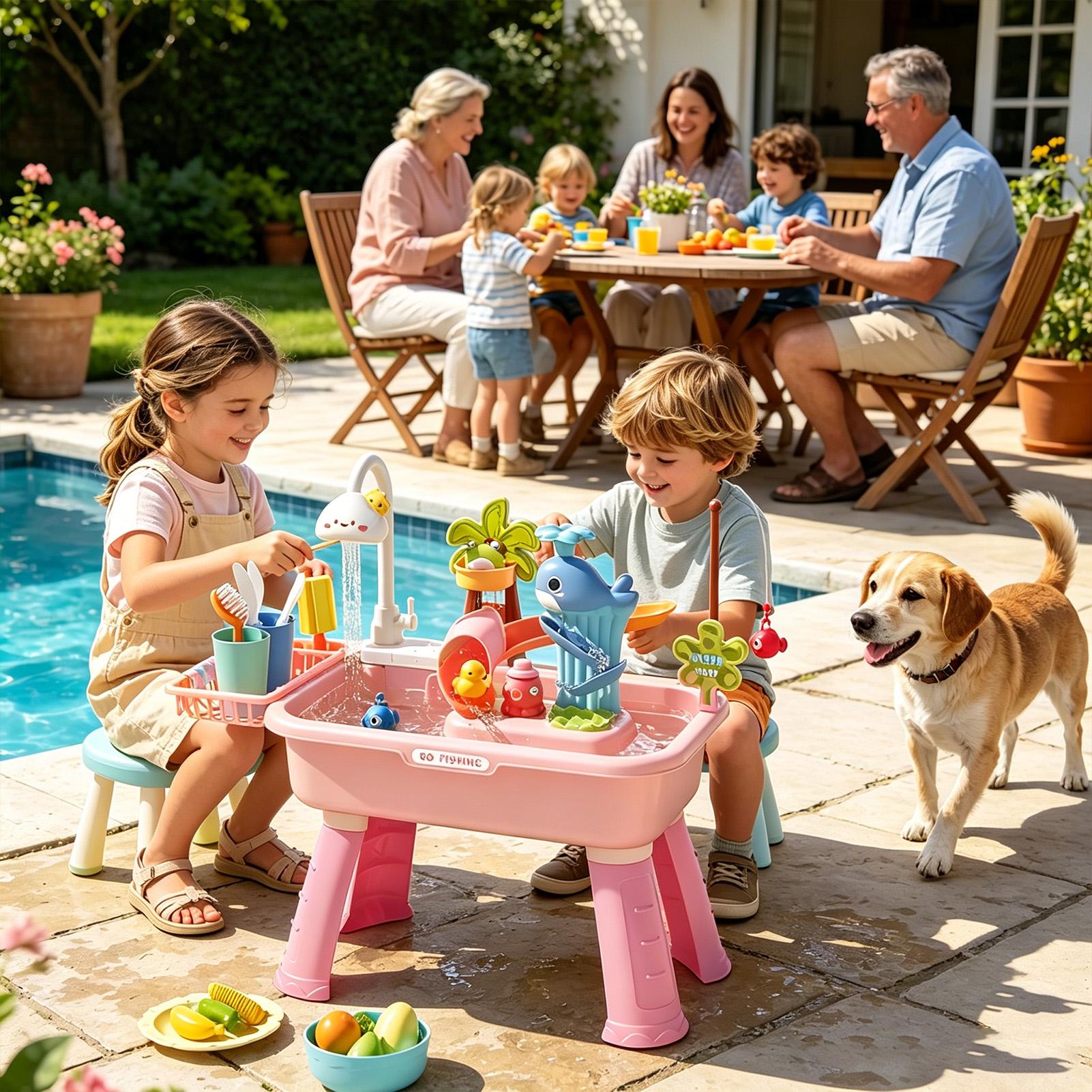 طاولة ماء للأطفال مع مضخة، طاو - مراجعة Kids Outdoor Activity Table وسعره