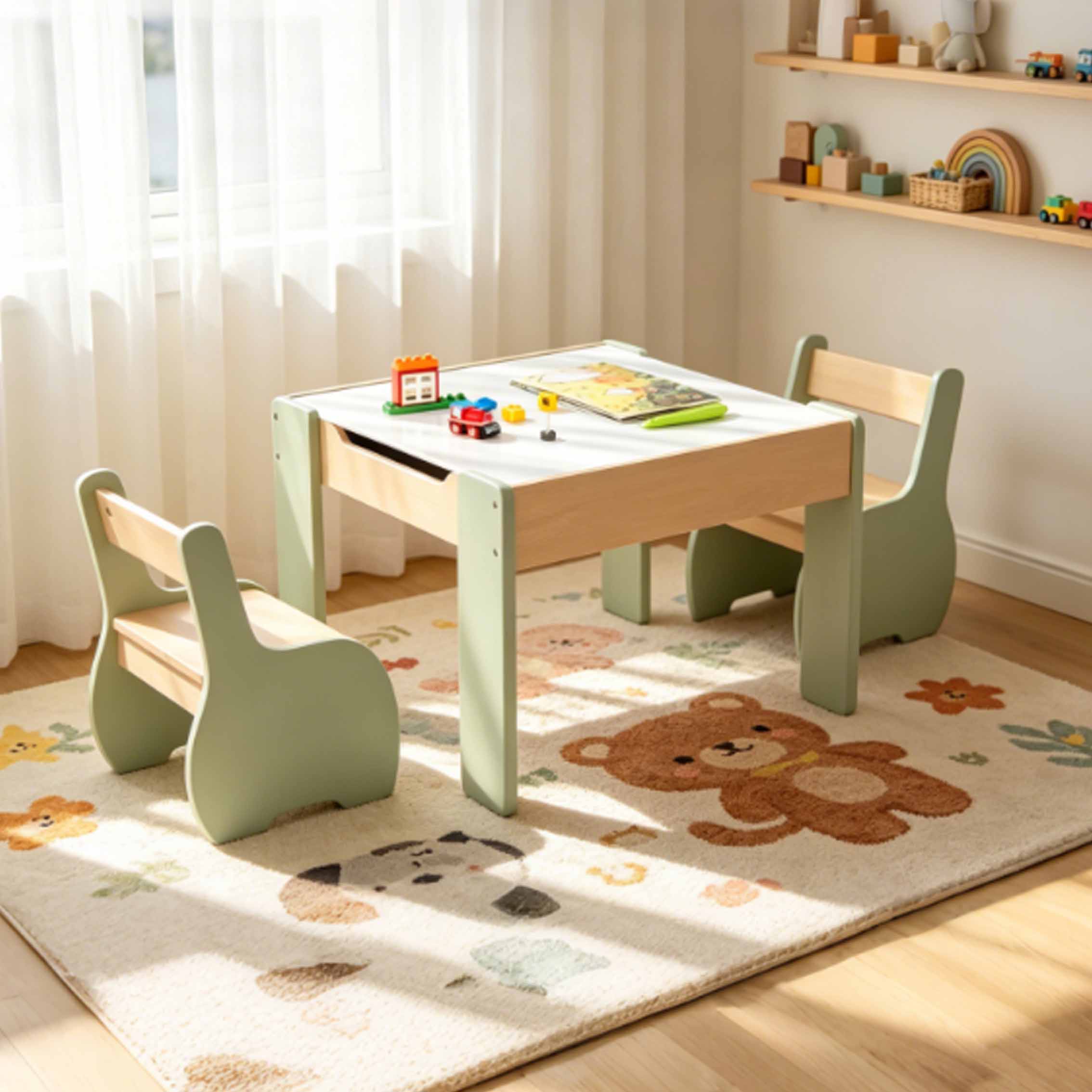 طاولة وكرسي خشبي حديث للأطفال  - مراجعة Kids Outdoor Table And Chair Set وسعره