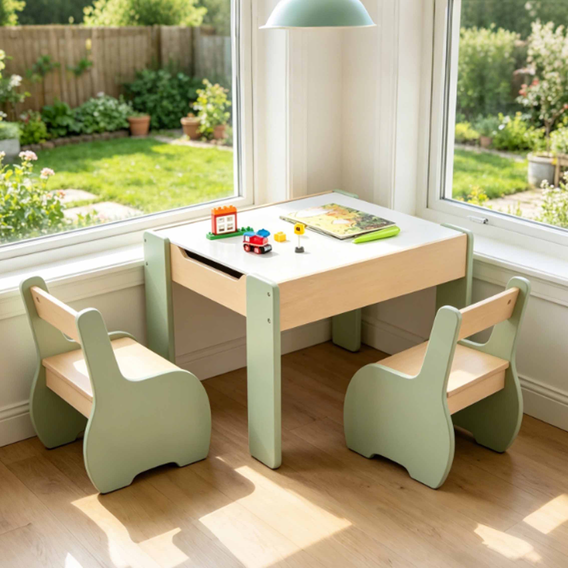 طاولة وكرسي خشبي حديث للأطفال  - مراجعة Kids Outdoor Table And Chair Set وسعره