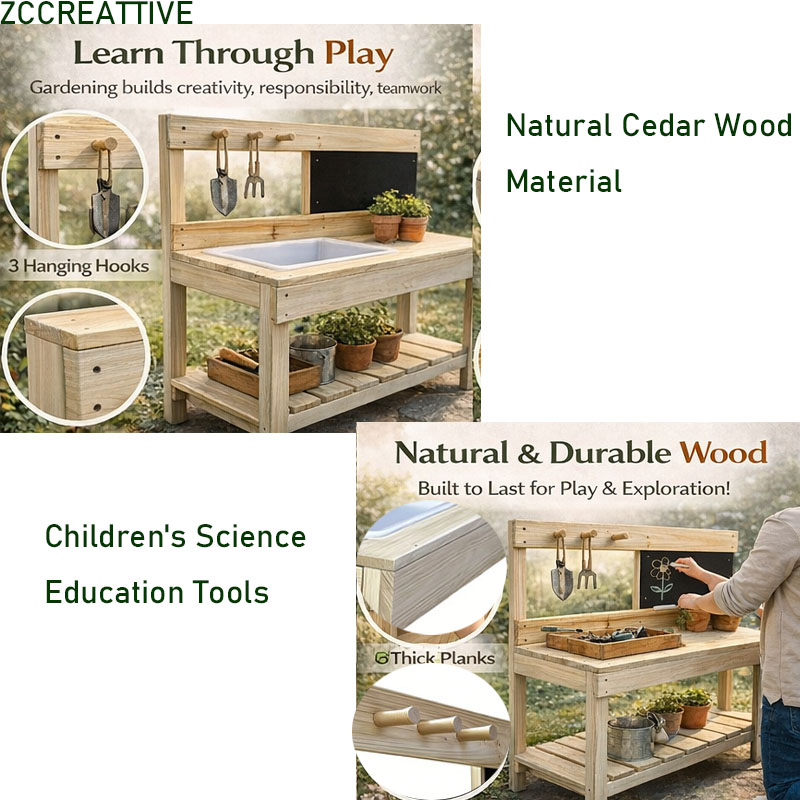 طاولة زراعة خشبية للأطفال من Z - مراجعة Kids Outdoor Mud Table وسعره