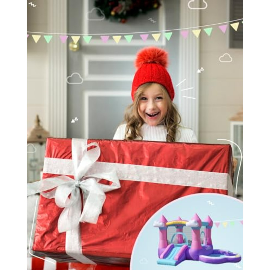 بيت قفز قابل للنفخ باللون الور - مراجعة Kids Outdoor House وسعره