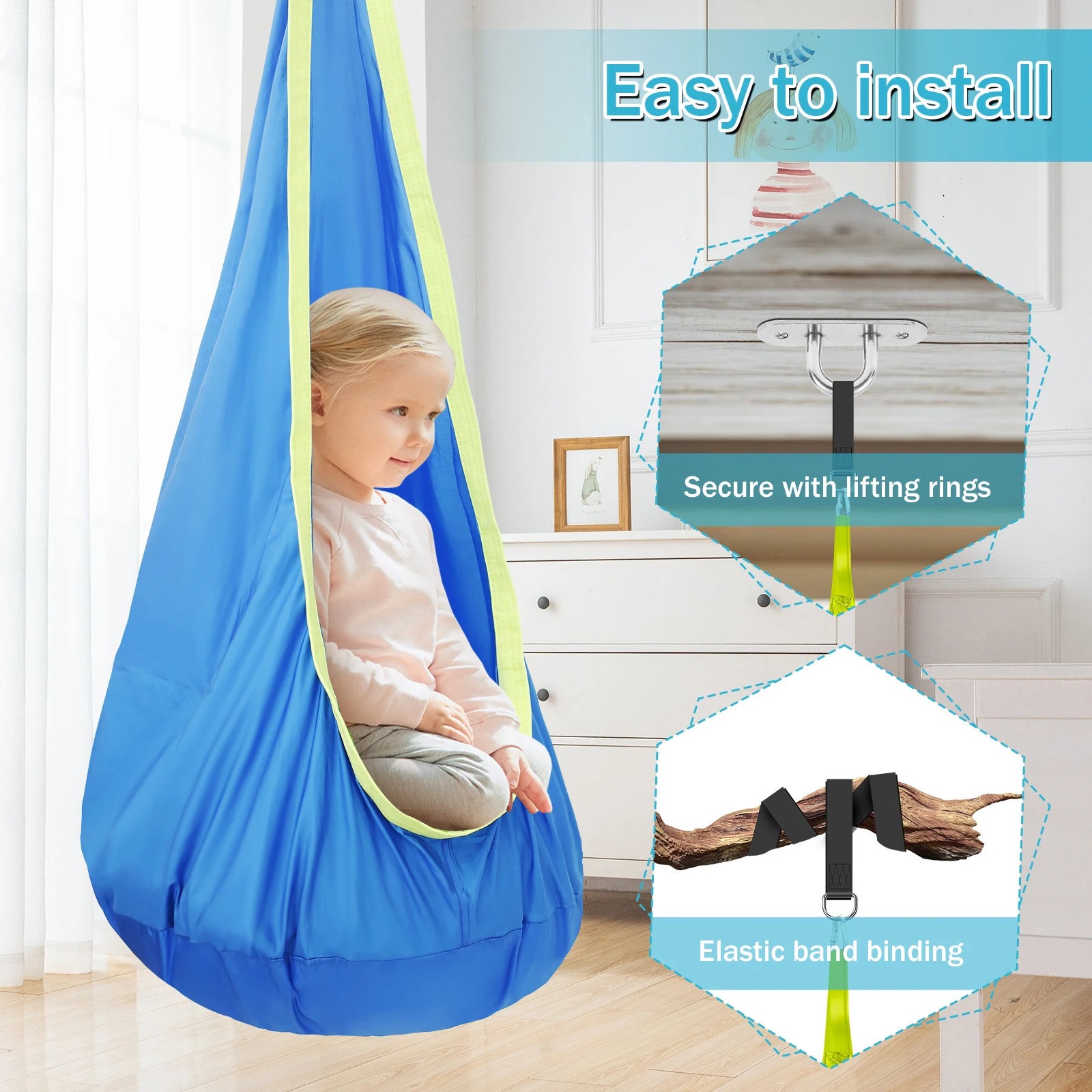 كرسي أرجوحة حسية للأطفال، مقعد - مراجعة Kids Outdoor Swing Chair وسعره