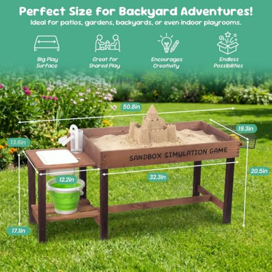 طاولة رمل خشبية خارجية للأطفال - مراجعة Kids Outdoor Activity Table وسعره