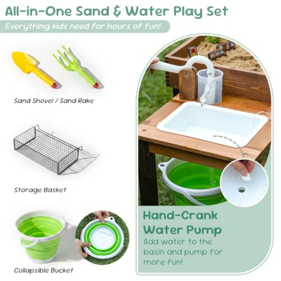 طاولة رمل خشبية خارجية للأطفال - مراجعة Kids Outdoor Activity Table وسعره