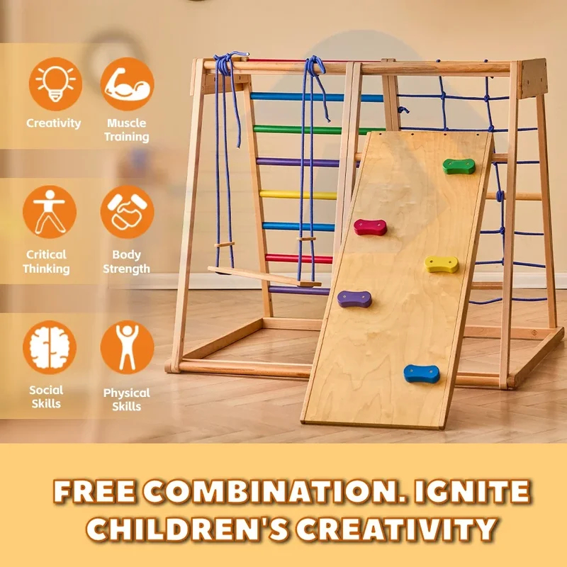 هيكل تسلق خشبي داخلي للأطفال،  - مراجعة Kids Outdoor Climbing Structure وسعره
