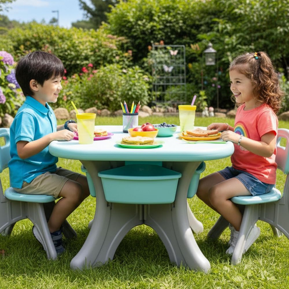 طاولة وكراسي للأطفال، مجموعة م - مراجعة Kids Outdoor Table And Chair Set وسعره