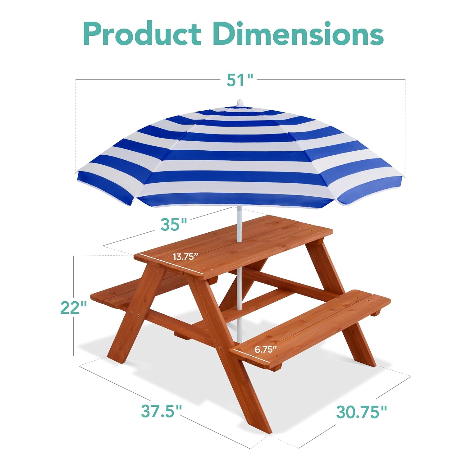 طاولة نزهة خشبية للأطفال مع مظ - مراجعة Kids Outdoor Activity Table وسعره